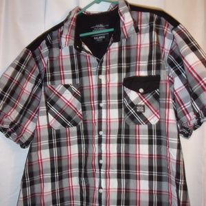 New Nomis Mens Stran Button Shirt Blue Plaid Large L//S